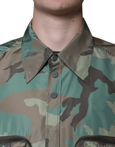 Pre-owned Dolce & Gabbana Multicolor Camouflage Button Down Men's Shirt ()