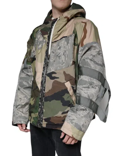 Pre-owned Dolce & Gabbana Multicolor Camouflage Full Zip Hooded Men's Jacket ()