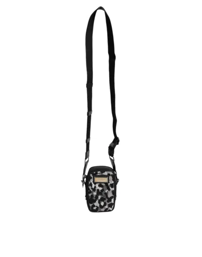 Pre-owned Dolce & Gabbana Multicolor Camouflage Jacquard Logo Plaque Crossbody Men's Bag ()