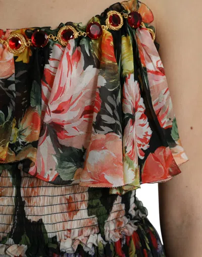 Dolce & Gabbana Tiered Shirred Floral-print Silk-voile Maxi Dress In Multicolor
