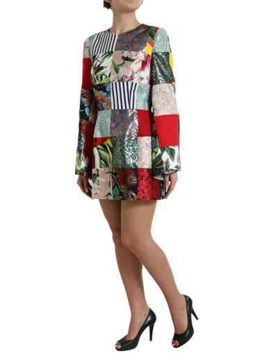 Dolce & Gabbana Floral Jacquard Mini Shift Dress Masterpiece In Multicolor