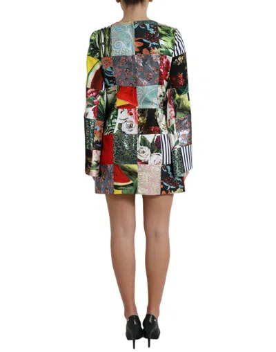 Dolce & Gabbana Floral Jacquard Mini Shift Dress Masterpiece In Multicolor