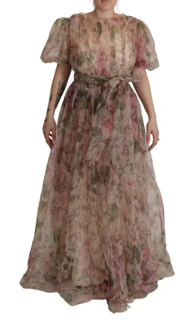 Pre-owned Dolce & Gabbana Multicolor Floral Print Long Maxi Gown Women's Dress ()