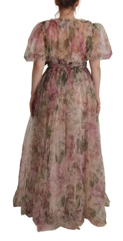 Pre-owned Dolce & Gabbana Multicolor Floral Print Long Maxi Gown Women's Dress ()