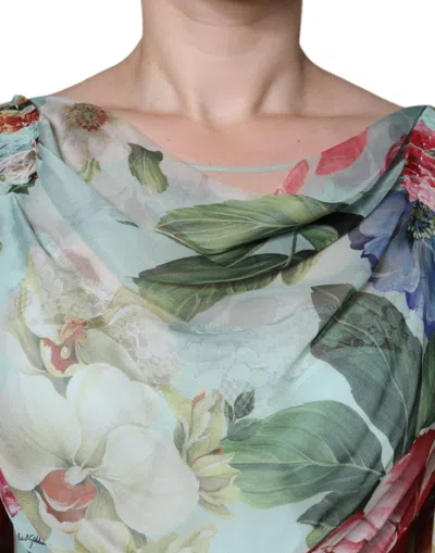 Pre-owned Dolce & Gabbana Multicolor Floral Silk Long Gown Women's Dress ()