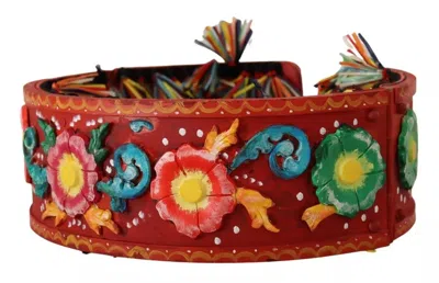Pre-owned Dolce & Gabbana Multicolor Floral Wide Waist Carretto Women's Belt ()