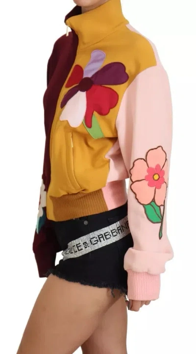 Pre-owned Dolce & Gabbana Multicolor Floral Viscose Full Zip Women's Sweater ()
