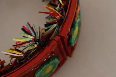 Pre-owned Dolce & Gabbana Multicolor Floral Wide Waist Carretto Women's Belt ()