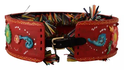 Pre-owned Dolce & Gabbana Multicolor Floral Wide Waist Carretto Women's Belt ()