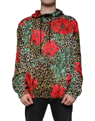 Pre-owned Dolce & Gabbana Multicolor Leopard Floral Hooded Men's Jacket ()