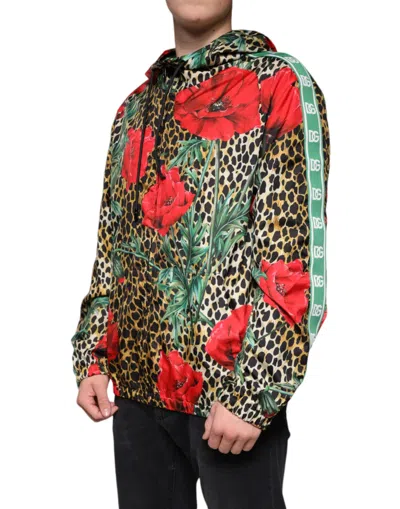 Pre-owned Dolce & Gabbana Multicolor Leopard Floral Hooded Men's Jacket ()