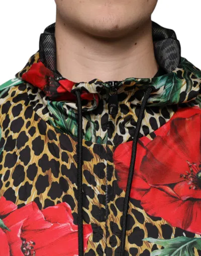 Pre-owned Dolce & Gabbana Multicolor Leopard Floral Hooded Men's Jacket ()