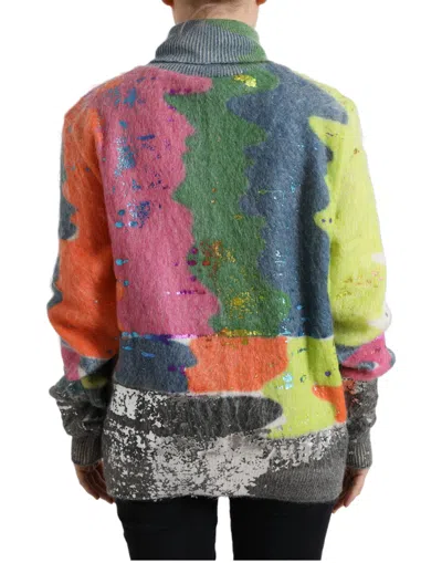 Dolce & Gabbana Multicolor Mohair Turtleneck Pullover Sweater In Multi