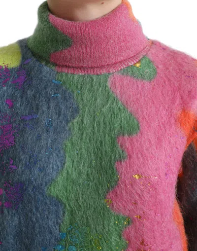 Dolce & Gabbana Multicolor Mohair Turtleneck Pullover Sweater In Multi