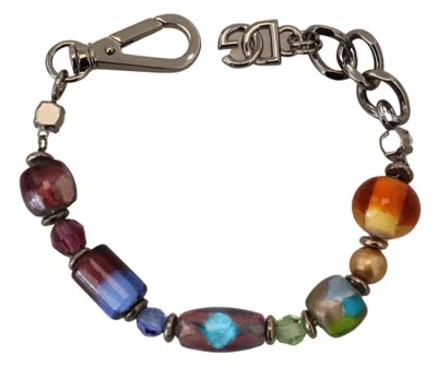Dolce & Gabbana Multicolor Silver Chain Brass Beaded Lobster Clasp Bracelet In Multi