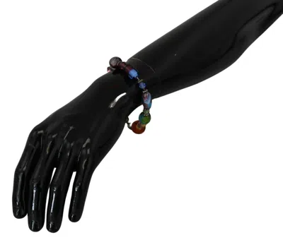 Dolce & Gabbana Multicolor Silver Chain Brass Beaded Lobster Clasp Bracelet In Multi
