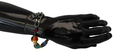 Dolce & Gabbana Multicolor Silver Chain Brass Beaded Lobster Clasp Bracelet In Multi