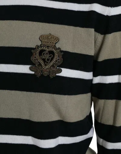Dolce & Gabbana Multicolor Stripes Logo Turtle Neck Pullover Sweater In Multi