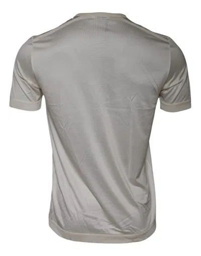 Pre-owned Dolce & Gabbana Off White Silk Crew Neck Short Sleeve Men's T-shirt ()