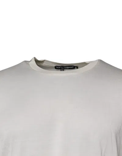 Pre-owned Dolce & Gabbana Off White Silk Crew Neck Short Sleeve Men's T-shirt ()