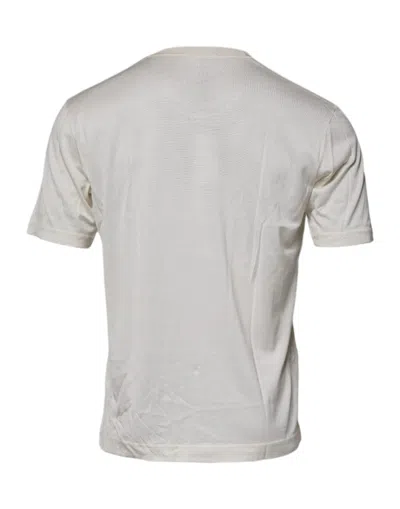 Pre-owned Dolce & Gabbana Off White Silk Crew Neck Short Sleeve Men's T-shirt ()