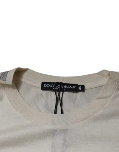 Pre-owned Dolce & Gabbana Off White Silk Crew Neck Short Sleeve Men's T-shirt ()
