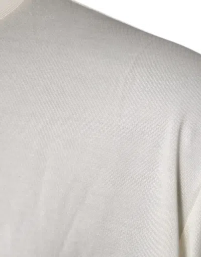 Pre-owned Dolce & Gabbana Off White Silk Crewneck Short Sleeve Men's T-shirt ()