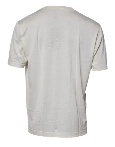 Pre-owned Dolce & Gabbana Off White Silk Crewneck Short Sleeve Men's T-shirt ()
