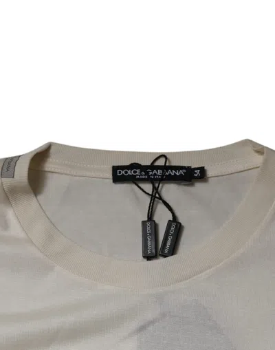 Pre-owned Dolce & Gabbana Off White Silk Crewneck Short Sleeve Men's T-shirt ()