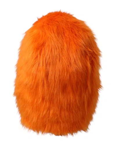 Dolce & Gabbana Orange Faux Fur Whole Head Wrap Women's Hat In Orange