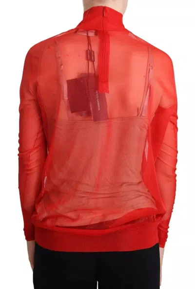 Pre-owned Dolce & Gabbana Orange Semi Transparent Blouse Women's Sweater ()