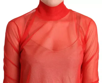 Pre-owned Dolce & Gabbana Orange Semi Transparent Blouse Women's Sweater ()