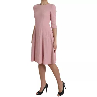 Pre-owned Dolce & Gabbana Pink A-line Flare Viscose Short Sleeves Women's Dress ()