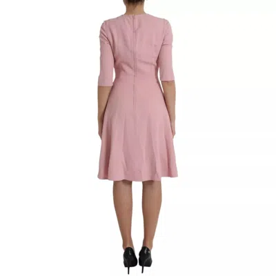 Pre-owned Dolce & Gabbana Pink A-line Flare Viscose Short Sleeves Women's Dress ()