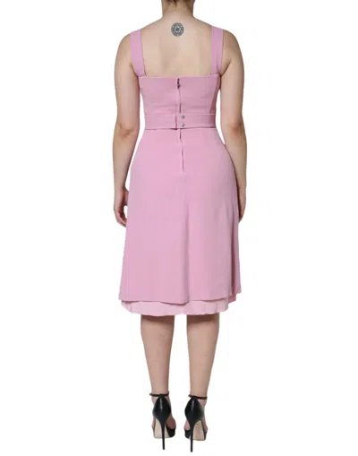 Pre-owned Dolce & Gabbana Pink A-line Flare Viscose Sleeveless Women's Dress ()