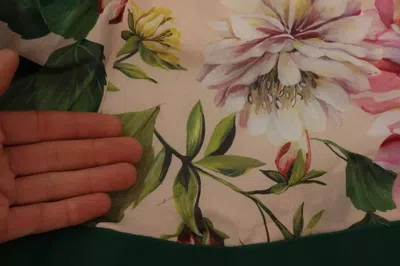 Pre-owned Dolce & Gabbana Pink A-line Sheath Floral Pussy Bow Long Women's Dress ()