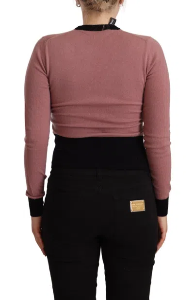 Dolce & Gabbana Pink Cashmere Crewneck Sartoria Pullover Sweater In Pink