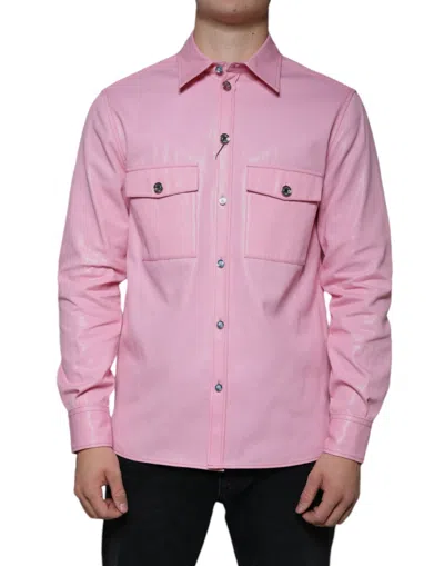 Pre-owned Dolce & Gabbana Pink Cotton Collared Button Down Men's Shirt ()