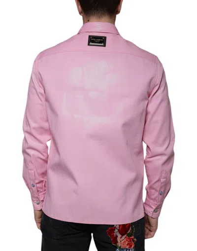 Pre-owned Dolce & Gabbana Pink Cotton Collared Button Down Men's Shirt ()