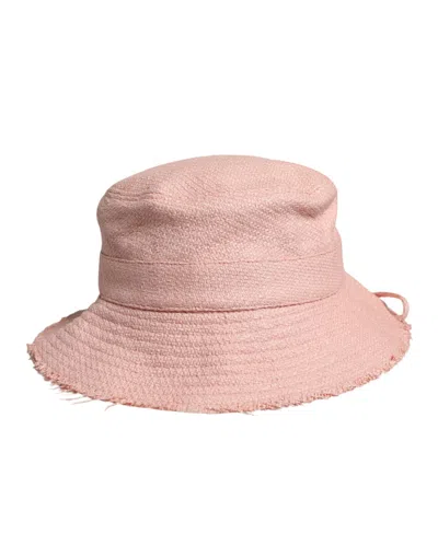 Dolce & Gabbana Pink Cotton Wide Brim Bucket Women's Hat In Pink