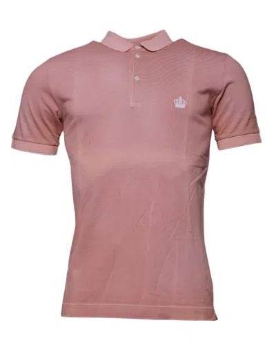 Pre-owned Dolce & Gabbana Pink Crown Collared Short Sleeve Polo Men's T-shirt ()