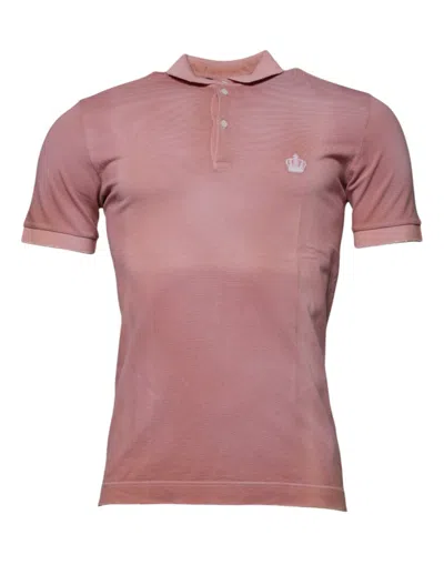 Pre-owned Dolce & Gabbana Pink Crown Collared Short Sleeve Polo Men's T-shirt ()