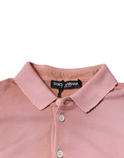 Pre-owned Dolce & Gabbana Pink Crown Collared Short Sleeve Polo Men's T-shirt ()