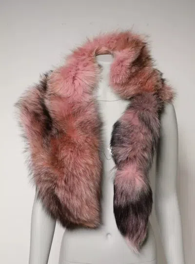 Dolce & Gabbana Pink Frost Fox Fur Neck Warmer Winter Women's Scarf In Pink