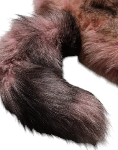 Dolce & Gabbana Pink Frost Fox Fur Neck Warmer Winter Women's Scarf In Pink