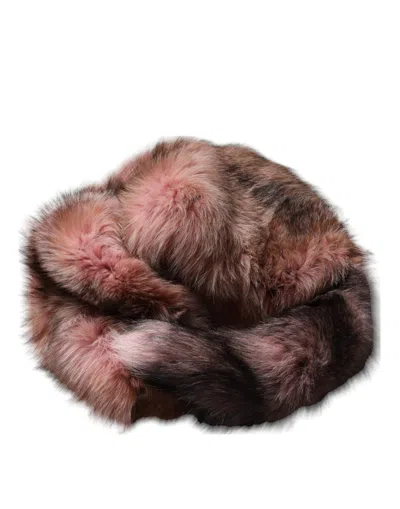 Dolce & Gabbana Pink Frost Fox Fur Neck Warmer Winter Women's Scarf In Pink