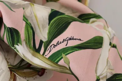 Pre-owned Dolce & Gabbana Pink Lily Viscose Sheath Knee Length Women's Dress ()