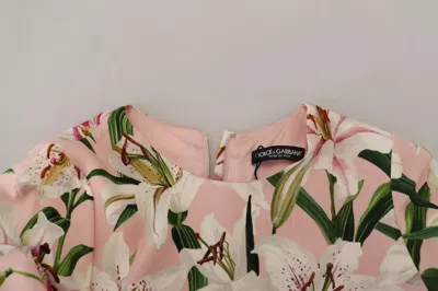 Pre-owned Dolce & Gabbana Pink Lily Viscose Sheath Knee Length Women's Dress ()