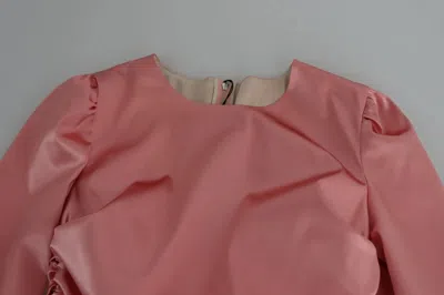 Pre-owned Dolce & Gabbana Pink Long Sleeves Bodycon Sheath Midi Women's Dress ()