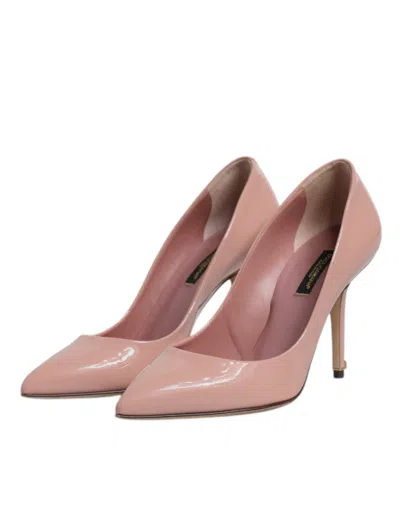Pre-owned Dolce & Gabbana Pink Patent Leather Stiletto Heel Pumps Women's Shoes ()